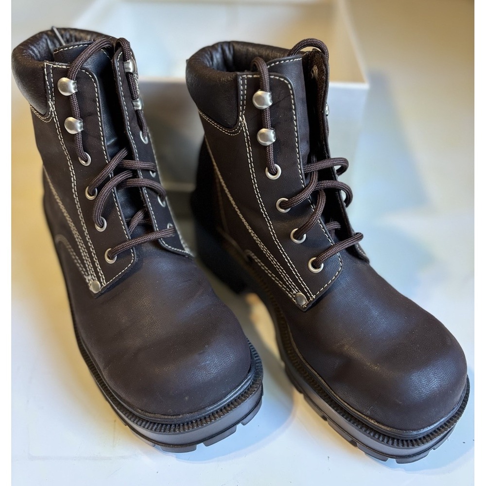 Prima Royale Harvey Dark‎ Brown Oily Size 7M Lace Up Block/Platform Heel W/Box